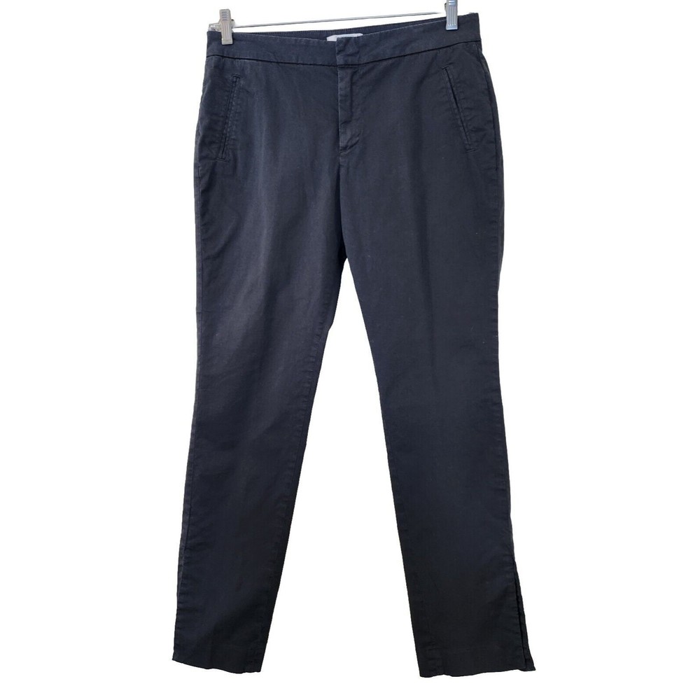 GUIDEBOAT CO. Cigarette Leg Slim Slit Hem Blue Cotton Twill Pants Women Size 30